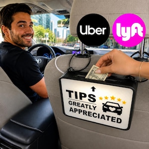 Uber & Lyft Tip Jar with Light – Increase Passenger Tips – Rideshare Driver Accessory