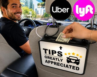 Uber & Lyft Tip Jar with Light – Increase Passenger Tips – Rideshare Driver Accessory