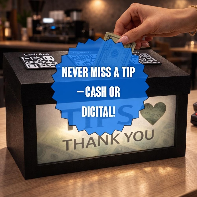 Ultimate Tip Box™ – Tip Jar With LED Scrolling, Custom QR Codes ...