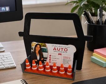 Auto Business Card Holder | Desk Stand for Auto Insurance Agents, Realtors