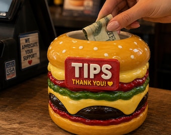 Ceramic Burger Tip Jar – Restaurant, Food Truck Counter Decor