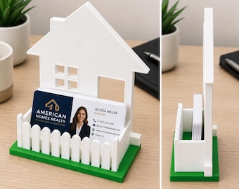 House Business Card Holder | Realtor Desk Organizer, Closing Gift