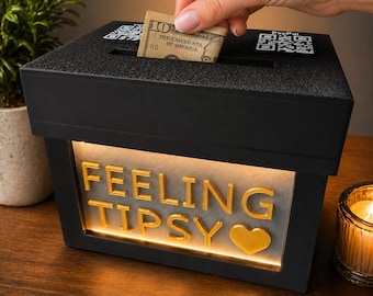 Tip Jar for Bartenders, Drinks LED TipBox with Custom QR Codes