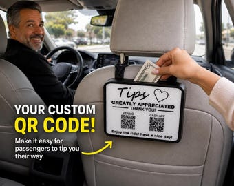 Custom QR Code Tip Jar for Rideshare Drivers, Easy Cash & Digital Payments