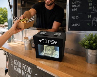 Customized Tip Jar LED Tip Box QR Codes for Venmo, Cash App, PayPal