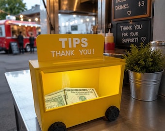 Yellow Food Truck SmartGlow Tip Box - Jar - Built in Led Light
