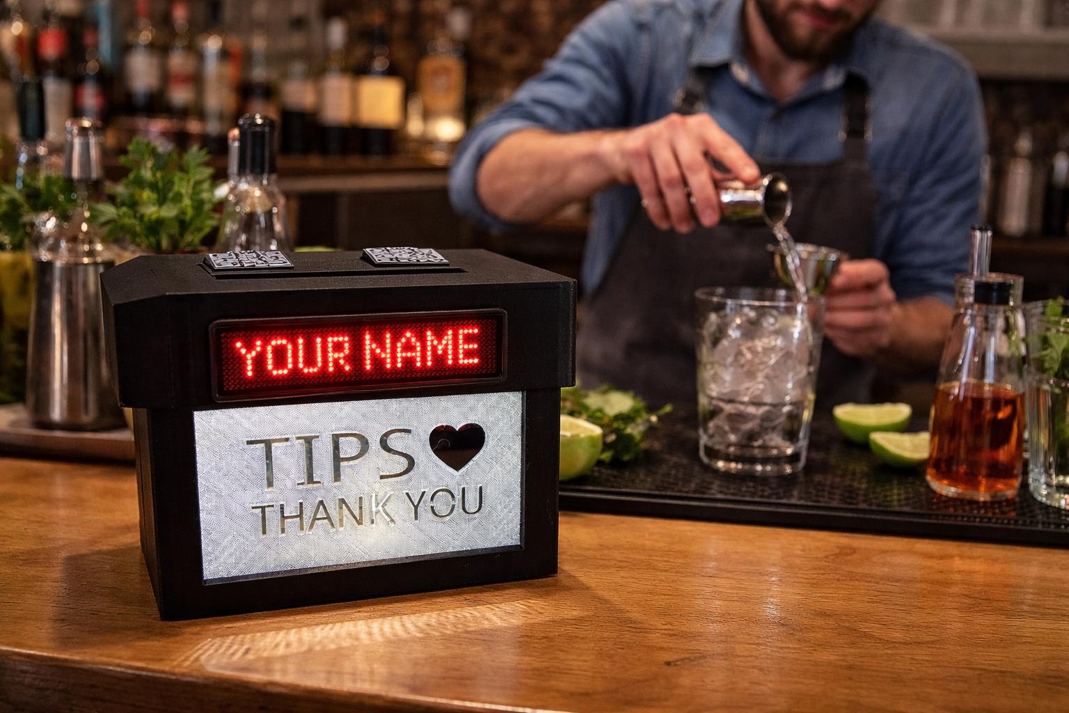 Ultimate Tip Box™ – Tip Jar With LED Scrolling, Custom QR Codes ...
