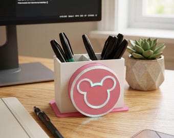Pink Magic Desk Organizer | RGB Light-Up Mickey Reader Holder