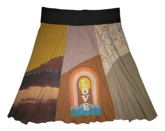 Plus Size Skirt 1X 2X One of a Kind Upcycled Skirt Hippie Skirt Handmade by Seller Size 18 20 22  T-Shirt Skirt Twinkle