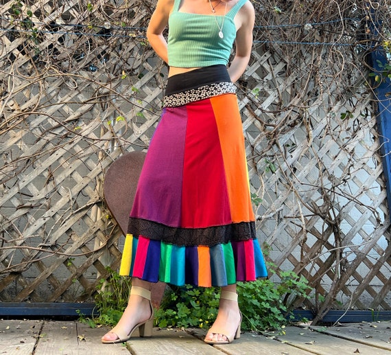 Médula ósea Hassy Imperio Mujer Pequeña Arco Iris Tobillo /Maxi Falda Espectacular Falda - Etsy España