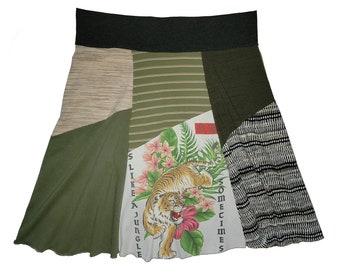 Tiger T-Shirt Skirt 1X 2X Plus Size Sustainable Clothing Size 16 18 best selling upcycled patchwork clothing Twinkle Skirts Twinklewear