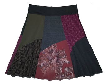 Wolf Skirt Plus Size 1X 2X Upcycled Hippie Skirt Women&#39;s Size 16 18 20 Best Selling Item on Etsy Twinkle Skirts Twinklewear