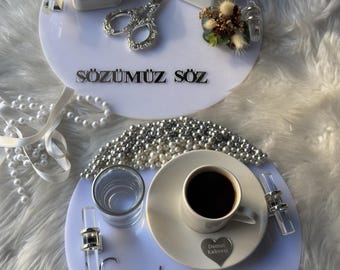 Personalized Nişan Tepsi Set: Söz Tepsi + Nişan Tepsi Set for Nişan Söz Düğün | Personalized Acrylic Gift, Ring Tray