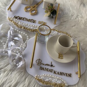 Soz Tepsi Set - Ring Holder Tray Set, Söz, Nişan, Nikah, Wedding Ceremony Decor, Wedding Gift, Bridal Decor