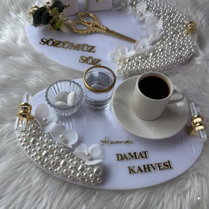 Kız İsteme Tepsi | Ring Tray & Coffee Tepsi for İsteme Söz Nişan - Bridal Ceremony Decor, Wedding Gift, Bridal Decor