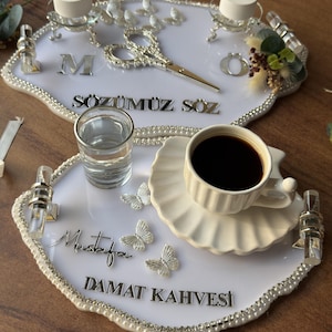 Personalized Söz Tepsi: Ring Holder Tray Set for Söz, Nişan, Nikah | Wedding Ceremony Decor, Engagement Decor, Wedding Decor