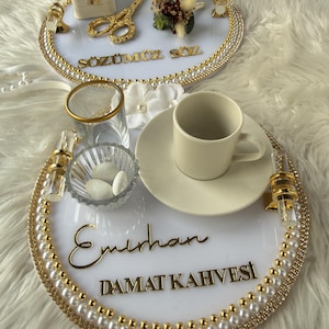 Personalized İsteme Tepsi Set: Ring Tray & Coffee Tepsi for İsteme Söz Nişan | Bridal Ceremony Decor, Engagement Decor