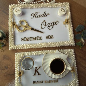 Personalized Kiz Isteme Tepsi: Ring Tray & Coffee Tepsi for İsteme Söz Nişan | Bridal Ceremony Decor, Tepsi Seti