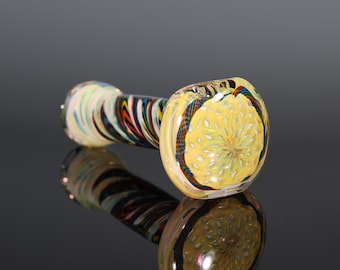 Fumed Reticello Handblown Inside-Out Color-Changing Glass Pipe – Thick, Durable