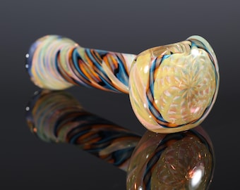 Fumed Reticello Handblown Inside-Out Color-Changing Glass Pipe – Thick, Durable