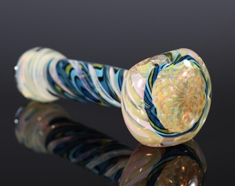 Fumed Reticello Handblown Inside-Out Color-Changing Glass Pipe – Thick, Durable