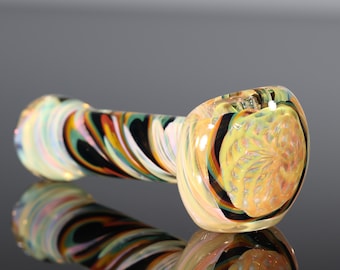 Fumed Reticello Handblown Inside-Out Color-Changing Glass Pipe – Thick, Durable