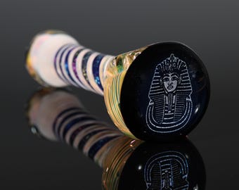 King Tut Dichroic Sparkle Image Inside-Out Color-Changing Glass Pipe – - Thick, Durable
