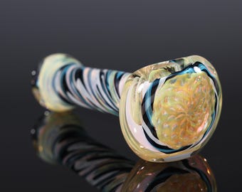 Fumed Reticello Handblown Inside-Out Color-Changing Glass Pipe – Thick, Durable