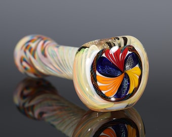 Thick Inside-Out Color-Changing Glass Pipe with Dichroic Sparkle