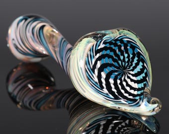 Reticello Handblown Inside-Out Color-Changing Glass Sherlock Pipe – Thick, Durable