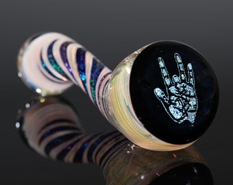 Jerry Hand Dichroic Sparkle Image – Inside Out Color-Changing Glass Sherlock Pipe –Thick, Durable