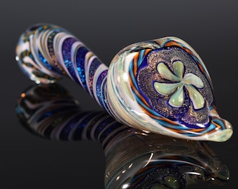 Dichroic Sparkle Flower Pattern Inside-Out Color-Changing Glass Pipe – Thick, Durable