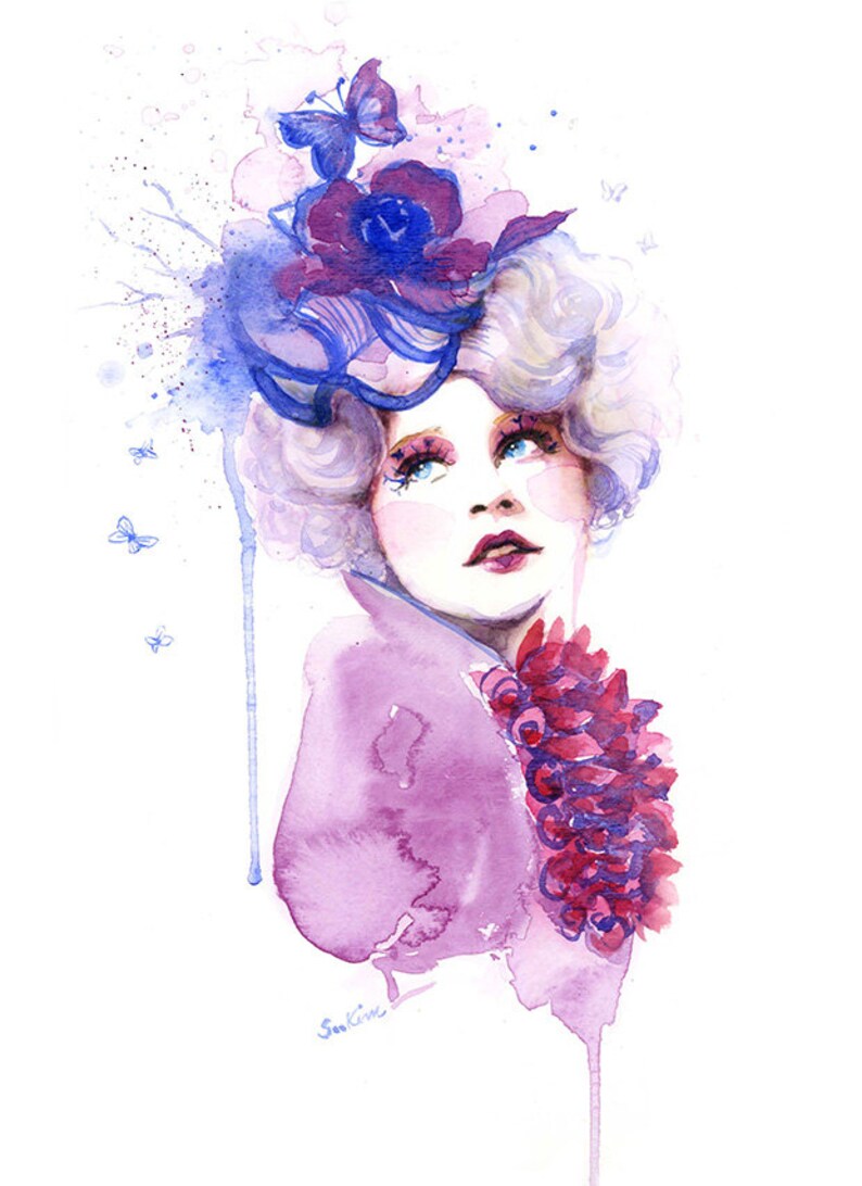 Watercolor Art Print Fashion Makeup, Hat, Elizabeth Banks, Effie image 1