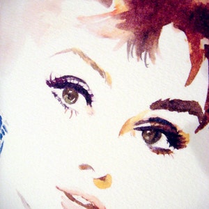 Audrey Hepburn Breakfast at Tiffanys Watercolor Portrait Painting image 3