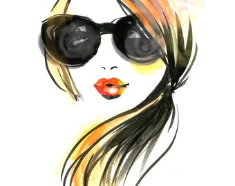 Fashion illustration art print - Girl in Sunglasses