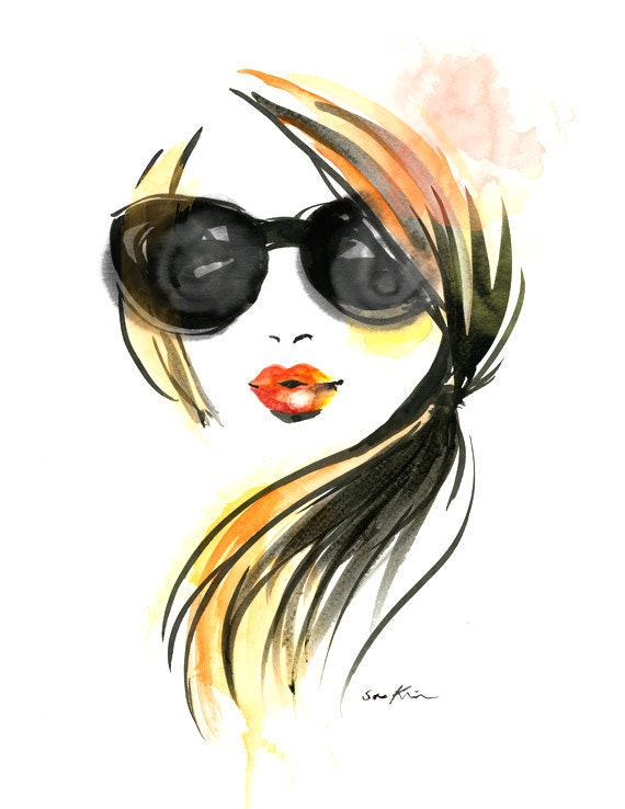 Fashion Illustration Art Print Girl in Sunglasses - Etsy UK