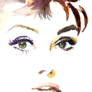 Audrey Hepburn Breakfast at Tiffanys Watercolor Portrait Painting image 2