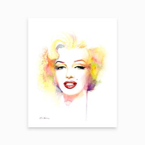 Marilyn Monroe Print, Contemporary Watercolor Print, Blonde Woman Portrait