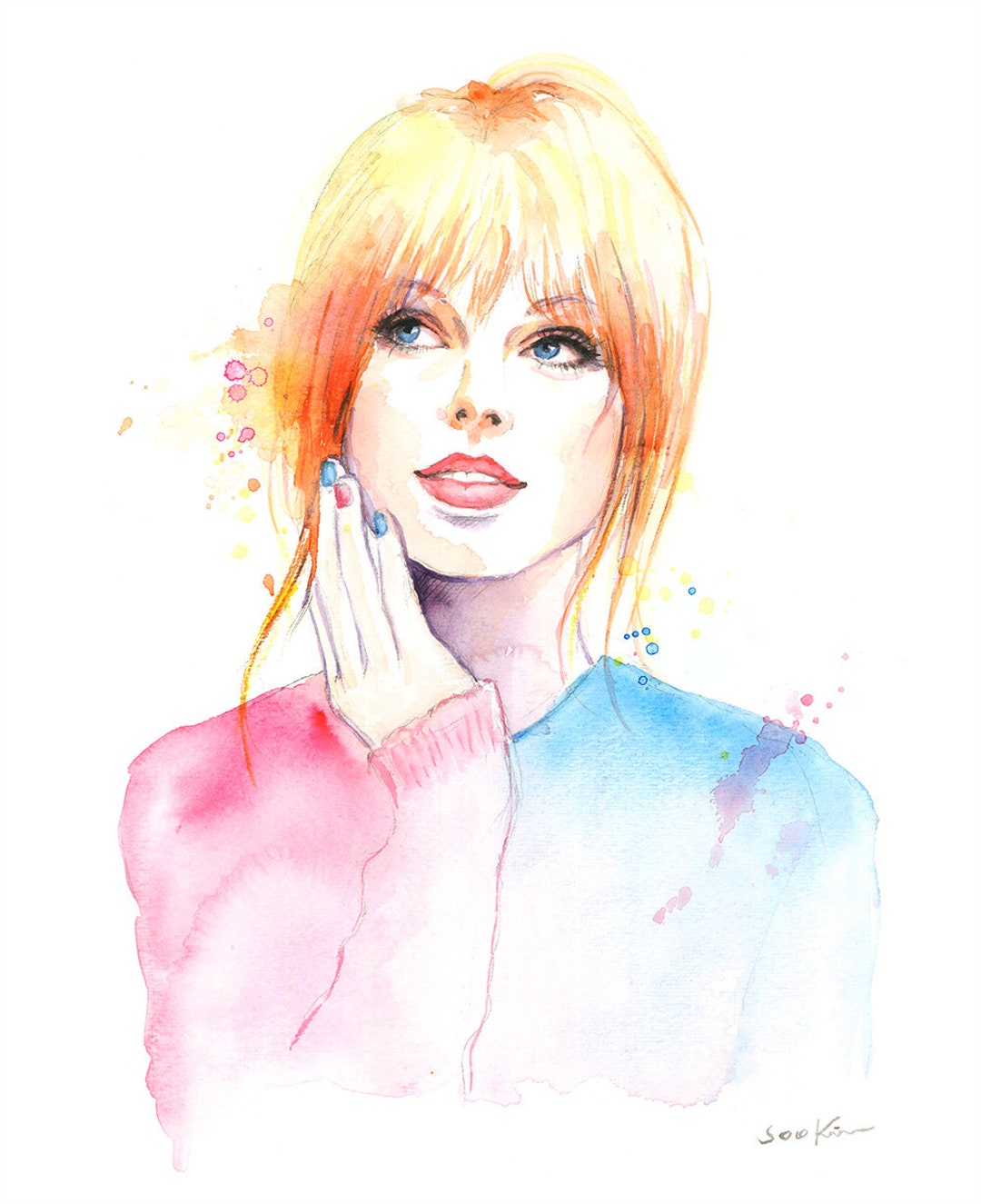 Taylor Swift Lover Watercolor Print Watercolor Fashion - Etsy