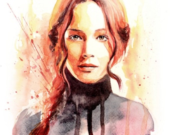 Jennifer Lawrence Heroine Watercolor Portrait Art Print