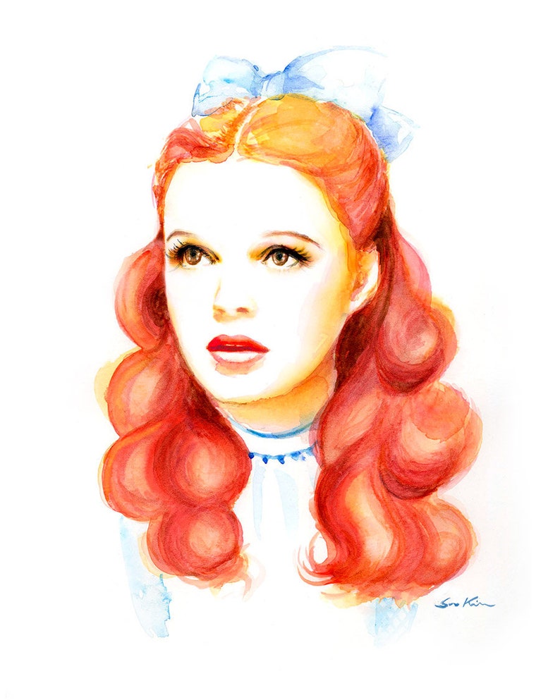 Watercolor portrait print Dorothy Judy Garland image 1