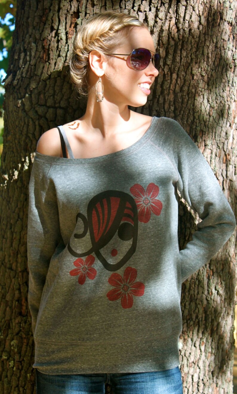 Doodle Divas Red Flowers sweater/sweatshirt Etsy