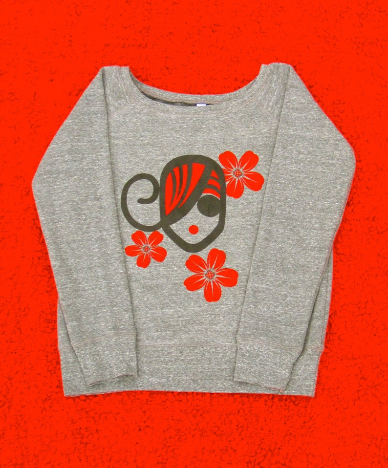 Doodle Divas Red Flowers sweater/sweatshirt Etsy