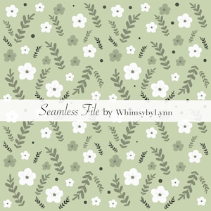 Sage Green Floral Seamless Pattern (JPEG Digital Download)