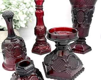 Vintage Avon 1876 Cape Cod Ruby Red Collection