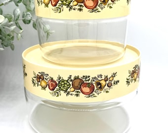 Vintage Pyrex Spice of Life Canister Set | 1970s Mushroom Vegetable MCM Kitchen Decor