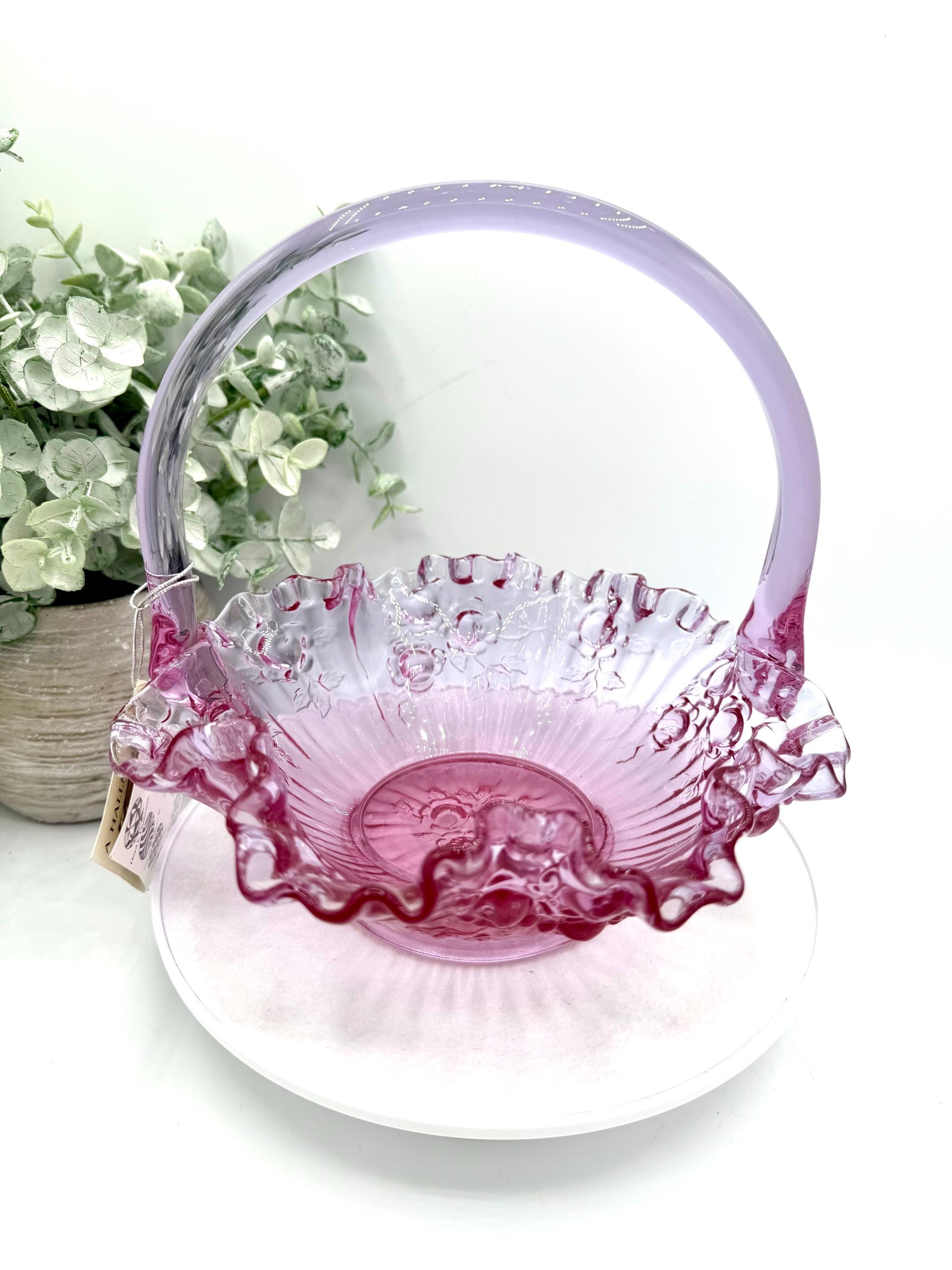 Pink Fenton Basket - Etsy