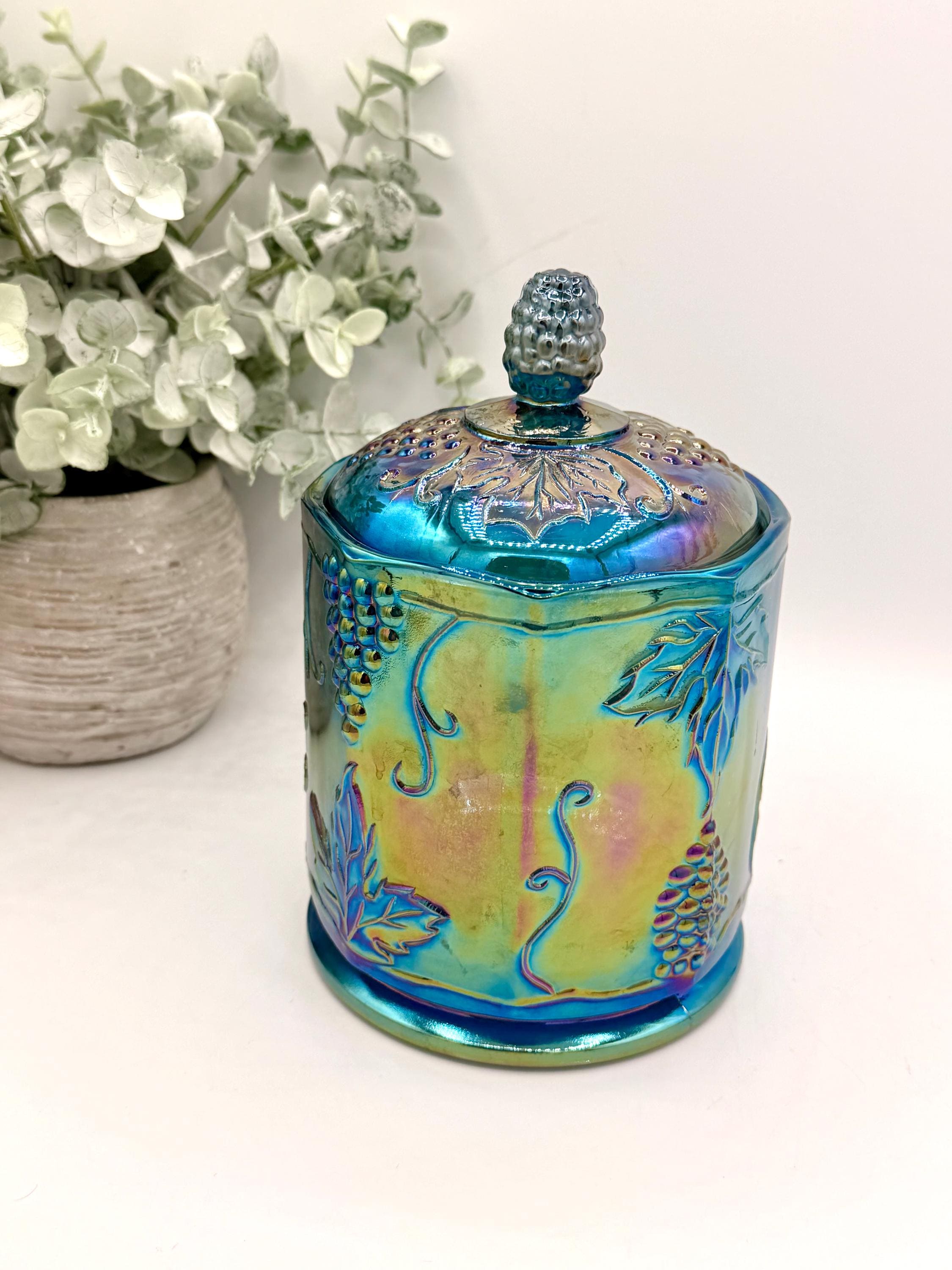 Blue Glass Biscuit Jar - Etsy