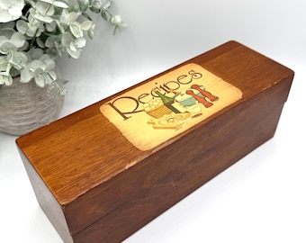 Vintage MaLeck Woodcrafts Double Recipe Box - 1970s Retro Kitchen Decor