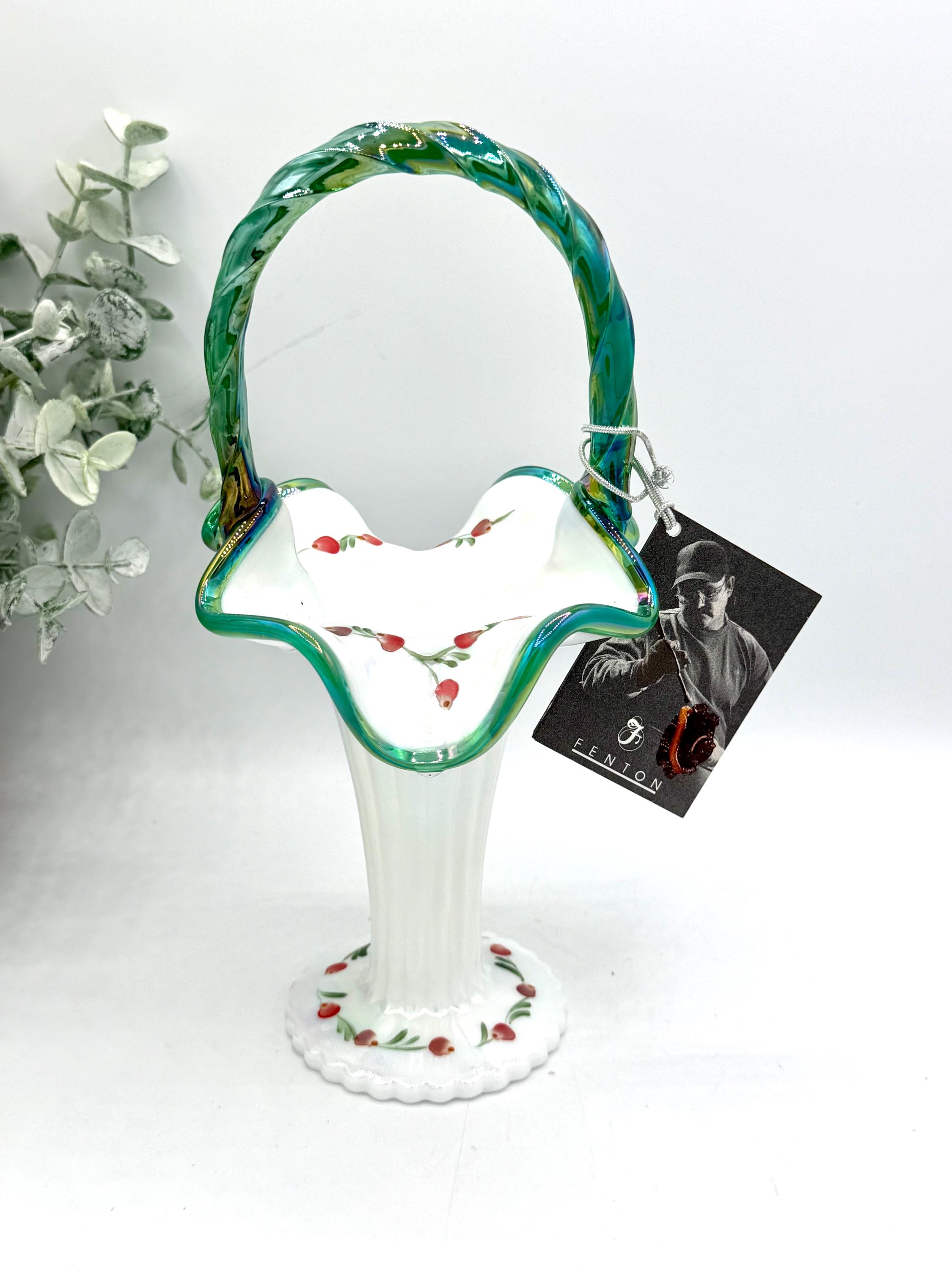 Fenton Emerald Green Basket - Etsy